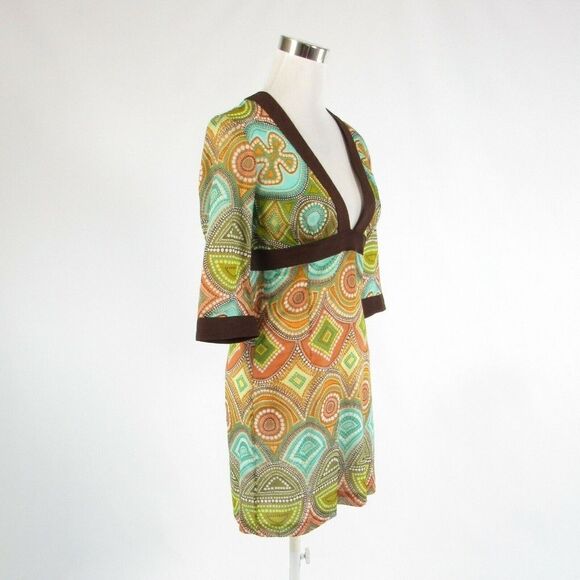 Milly brown cotton kimono sleeve dress 4 - Picture 3 of 8